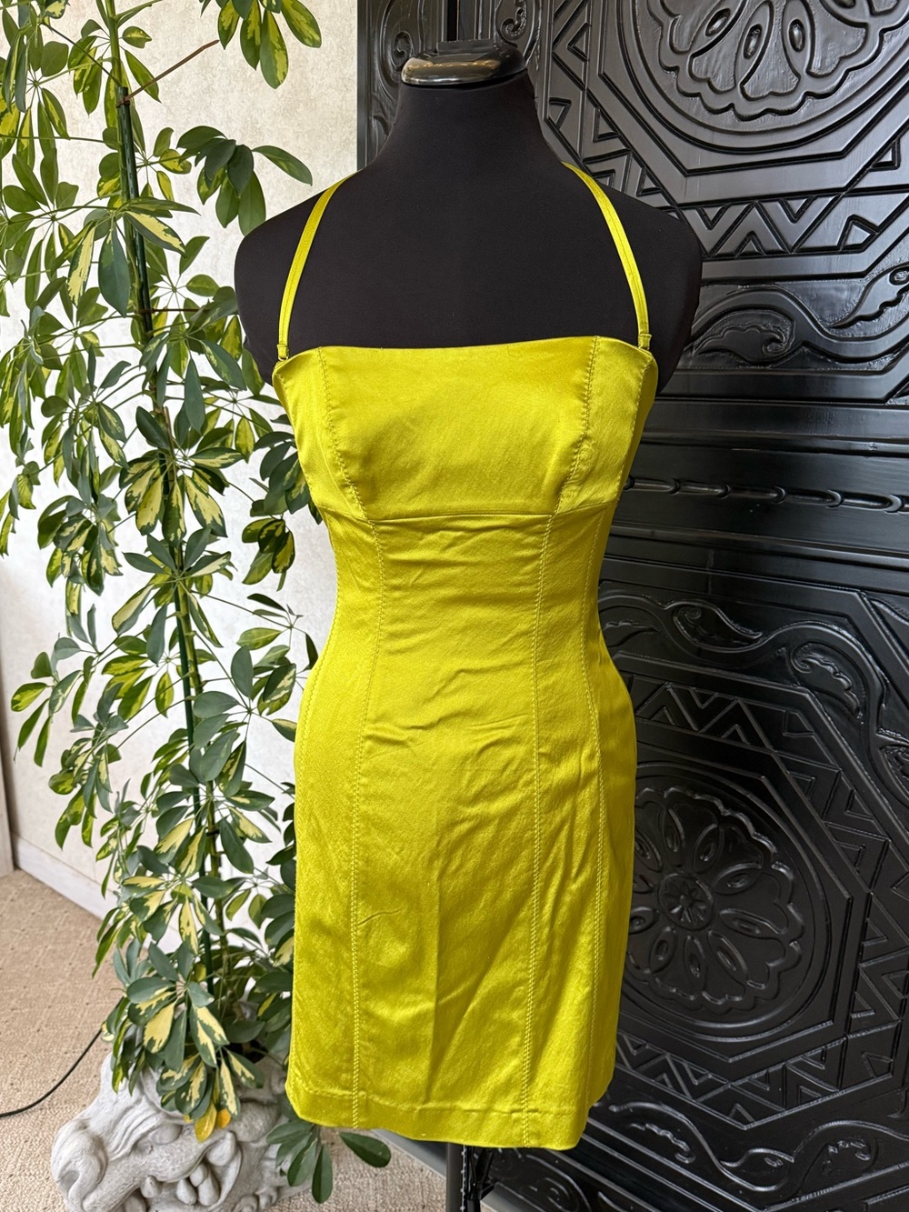 Bebe Strapless Lime Green Bodycon Dress
